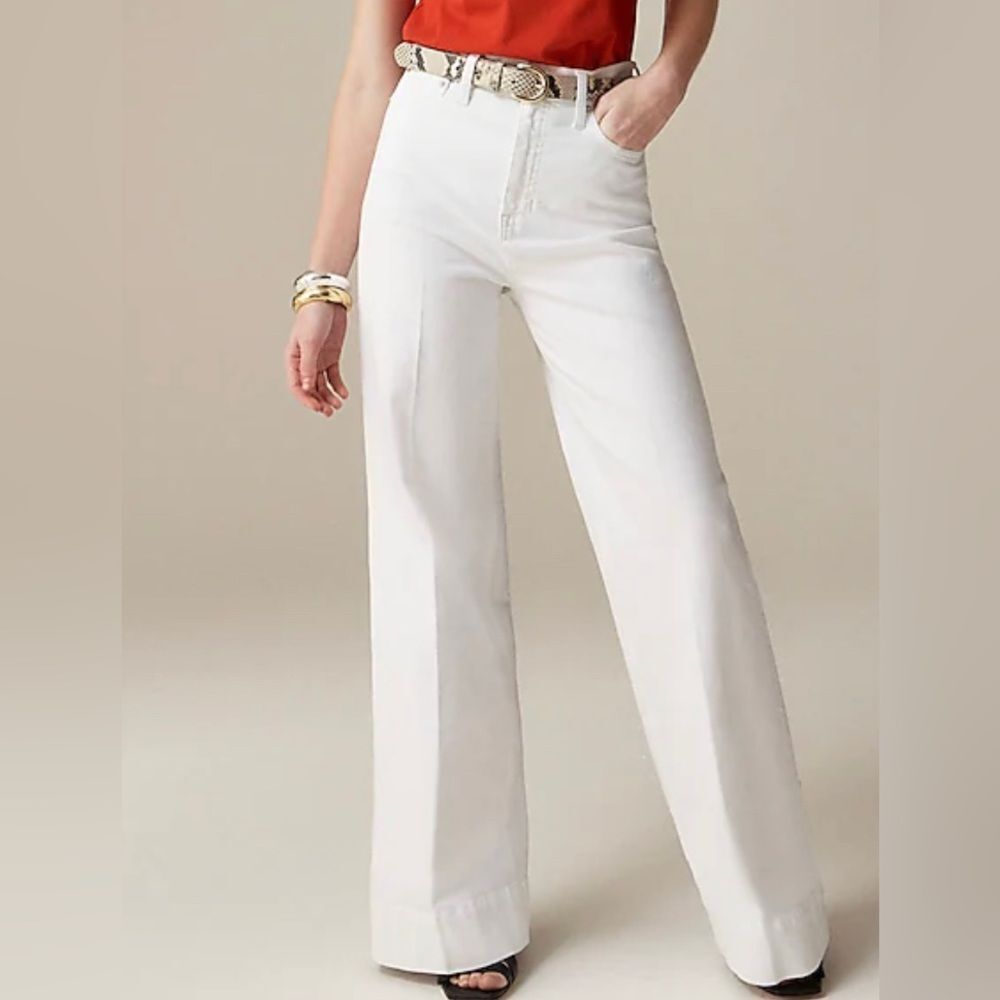J.Crew Wide-leg denim trouser in white NWT Size T30